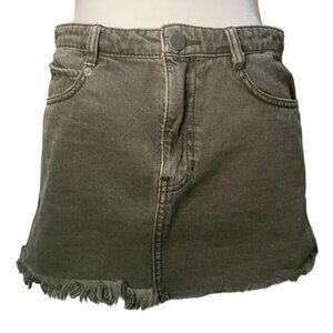 FREE PEOPLE Grey Green Denim Raw Edge Jean Mini Skirt - size 0